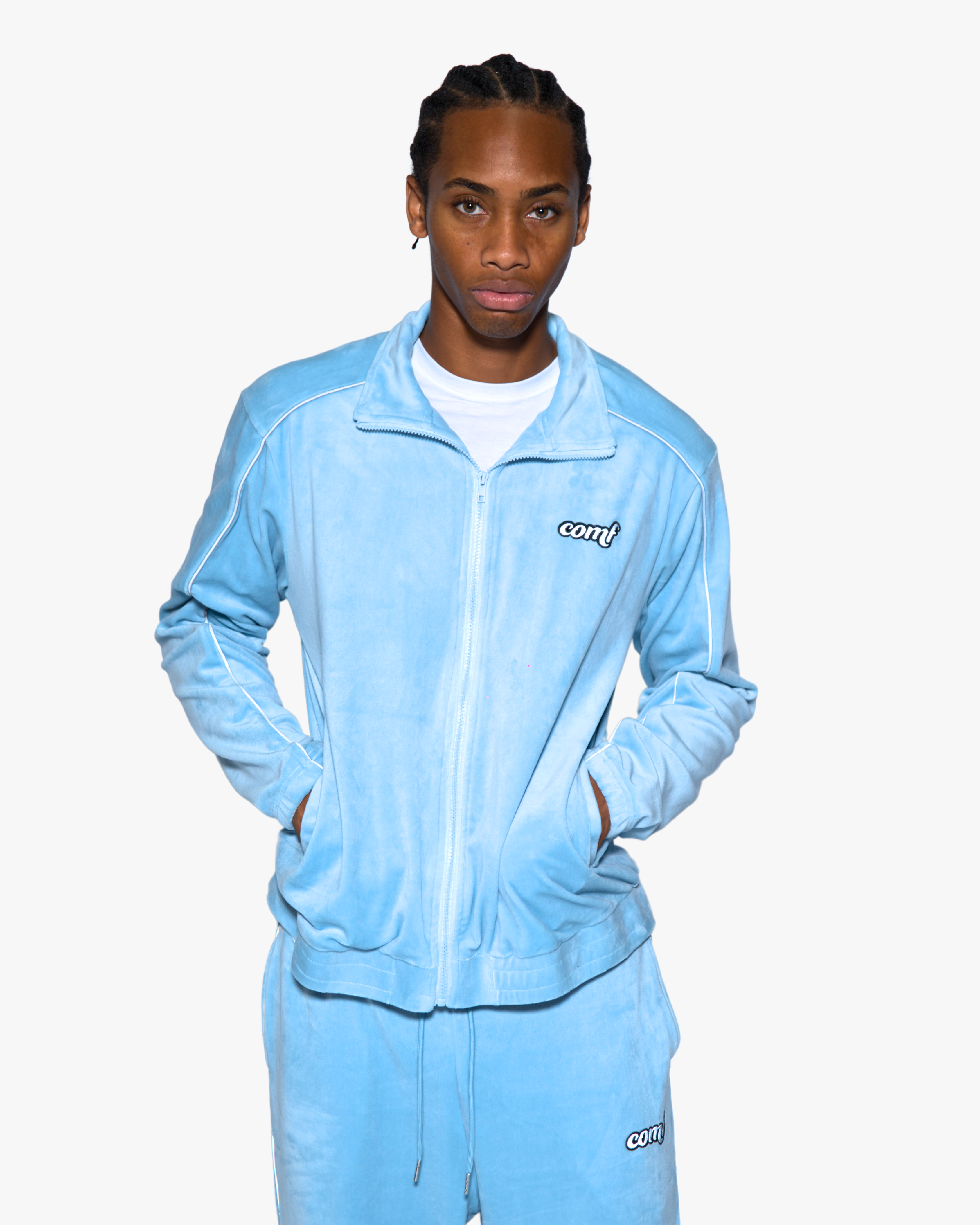 The Comf Velour Jacket "Powder Blue"