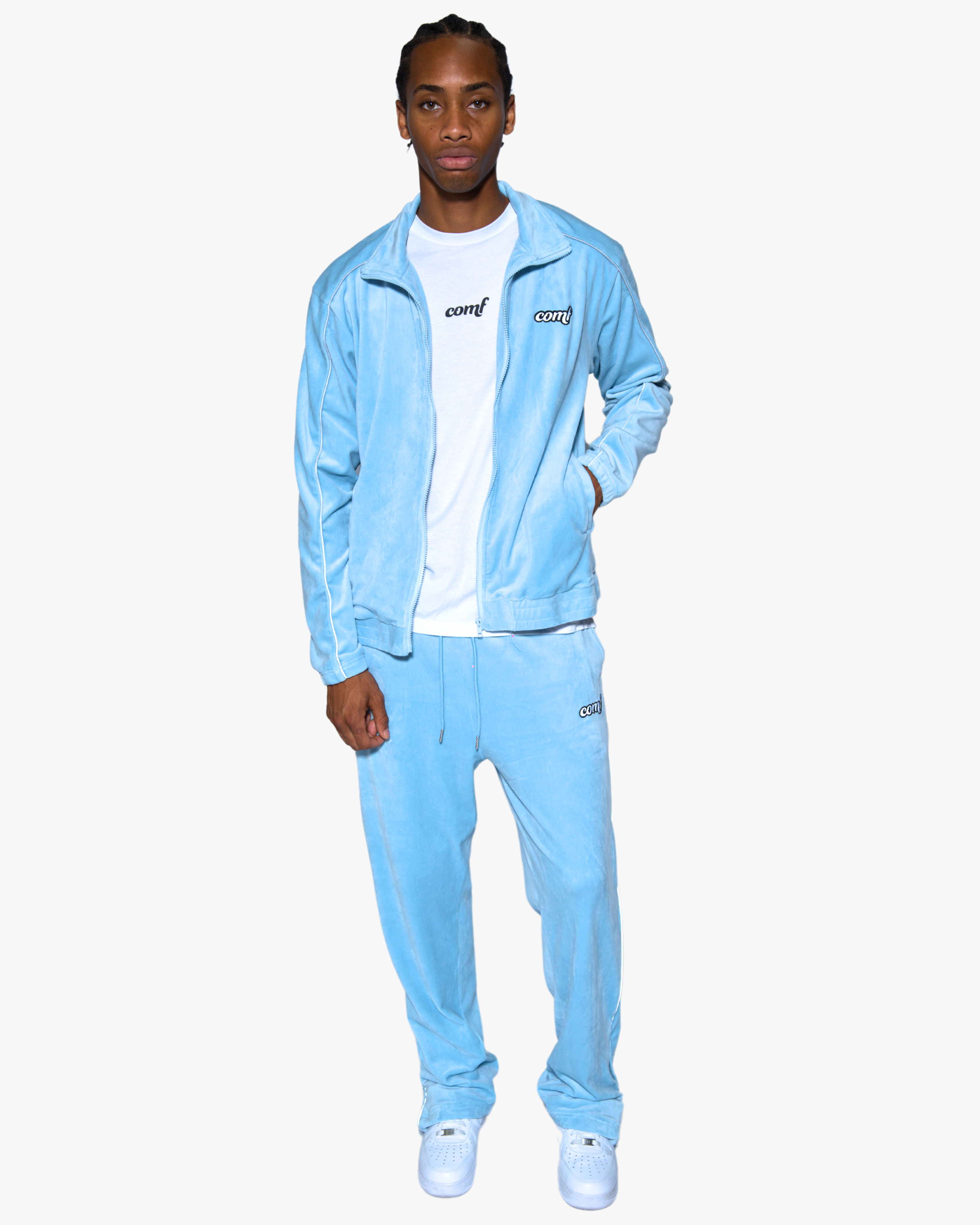The Comf Velour Jacket "Powder Blue"