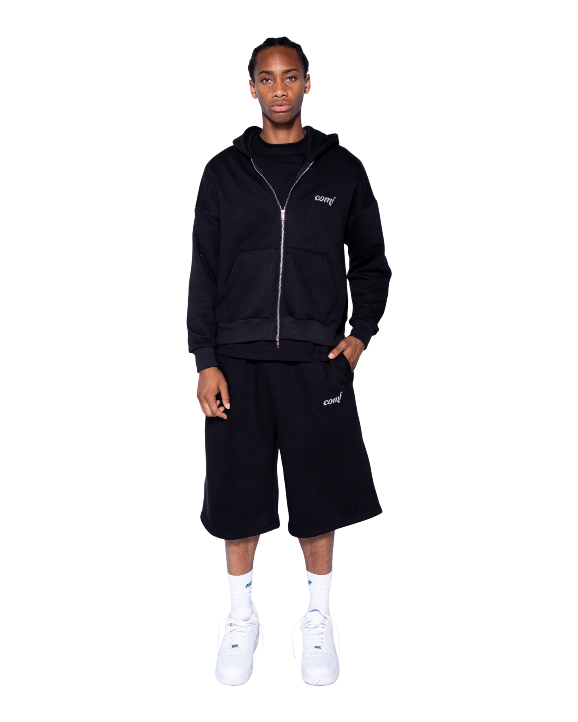 The Comf Zip Hoodie "Black"