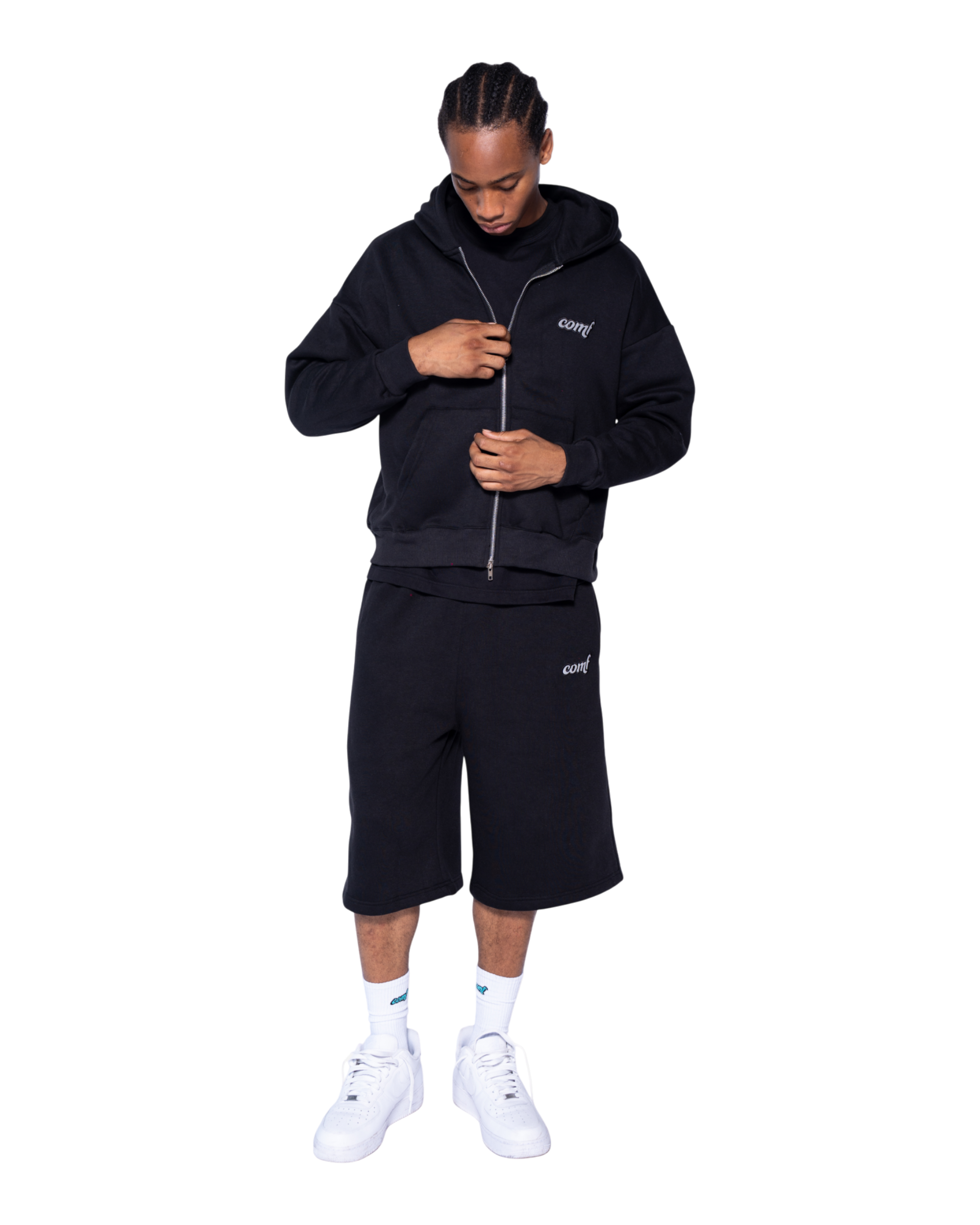The Comf Zip Hoodie "Black"
