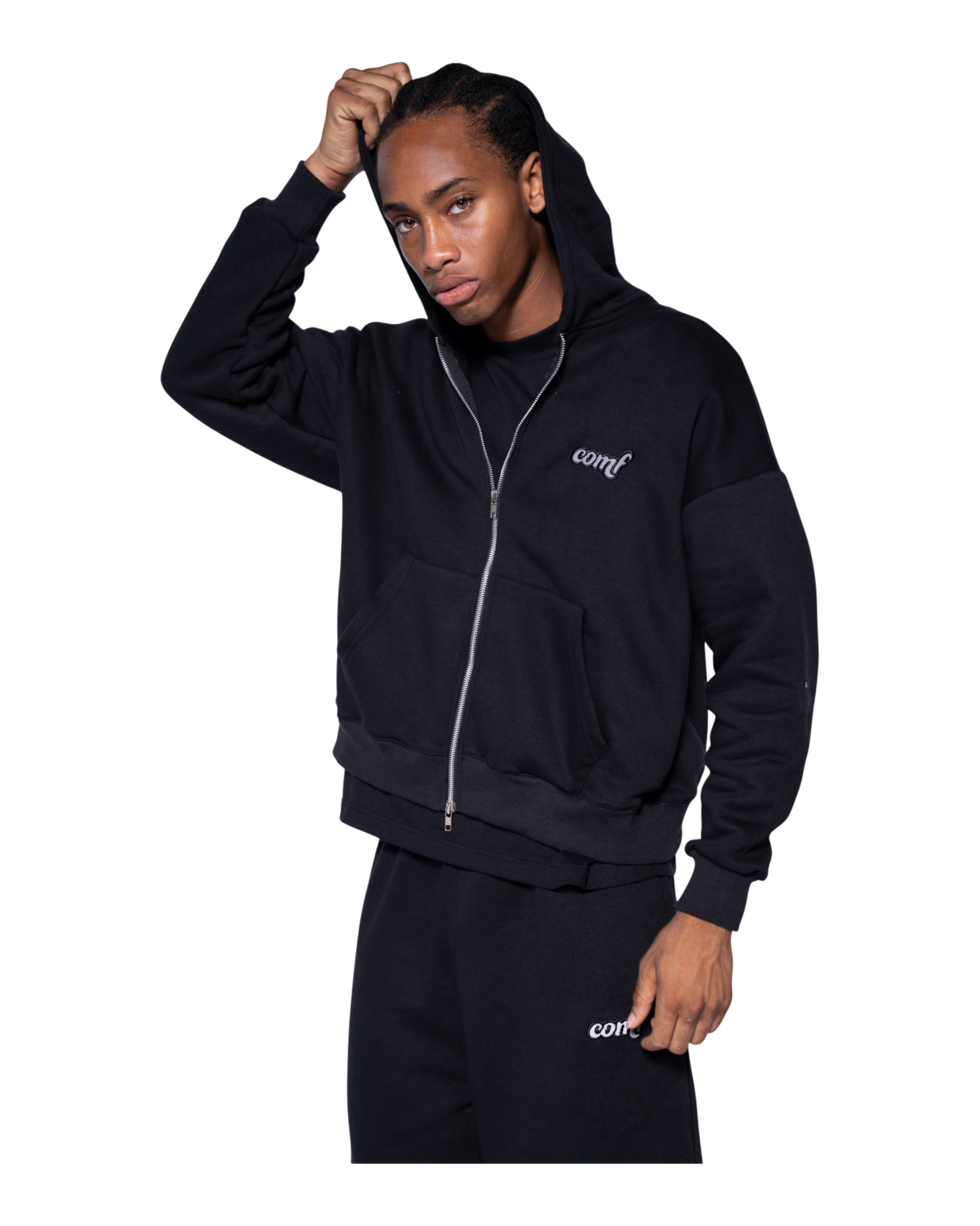 The Comf Zip Hoodie "Black"